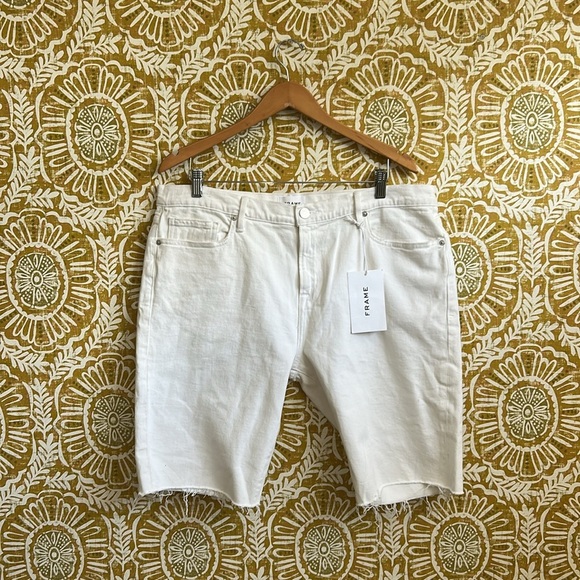 NWT FRAME Denim L’Homme Cut Off Jean Shorts in Off White $175 size 38 - Picture 8 of 16